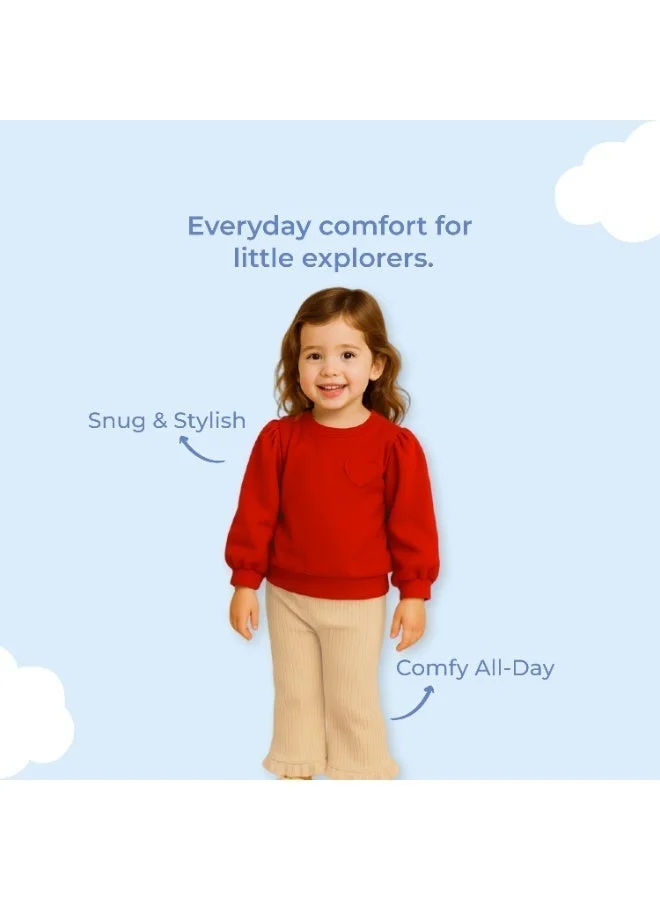 Luay red Luay Girls Winter Co-ord Set | Organic Cotton Top & Bottom | SoftCozy Winter Wear | Stylish Outfit (Red) for Women | Best Price UAE
